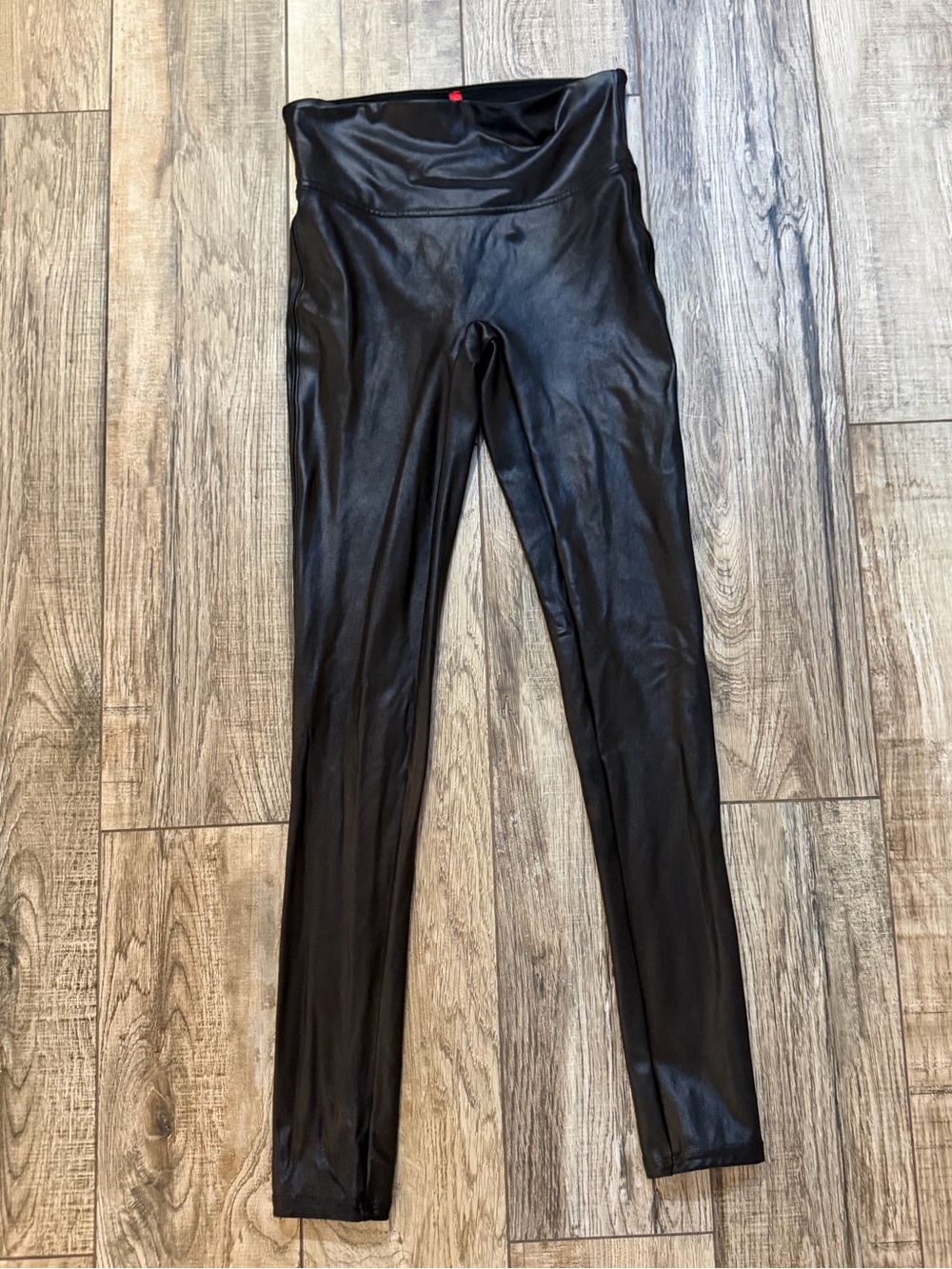 SPANX Black High-Waist Faux Leather Leggings